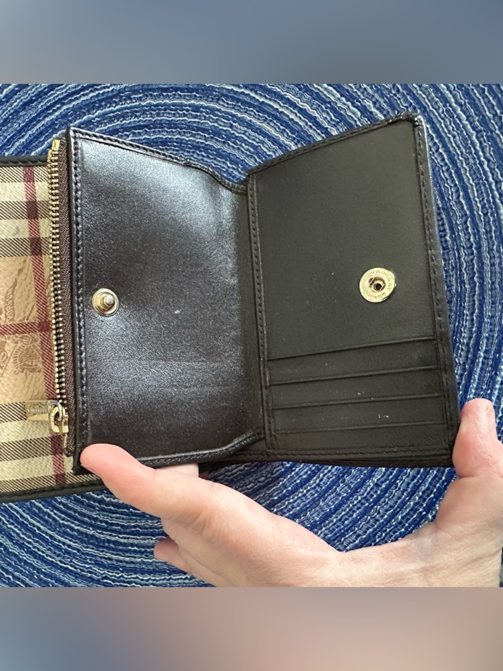 Burberry Beige Black Red Check Wallet - Picture 11 of 15